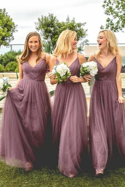 v-neckline-mauve-bridesmaid-dress-long-tulle-skirt