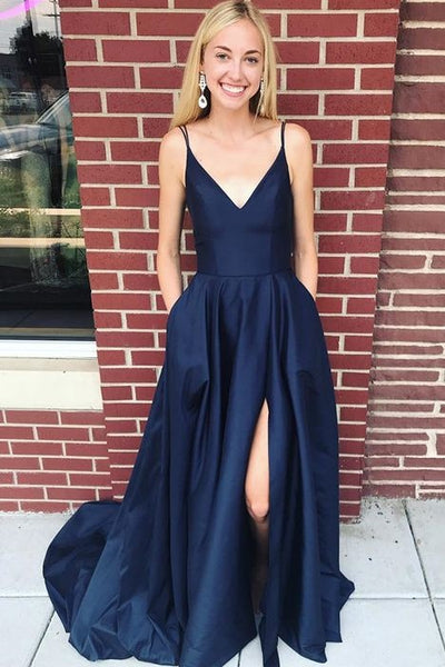 v-neckline-satin-navy-blue-prom-gowns-with-pockets