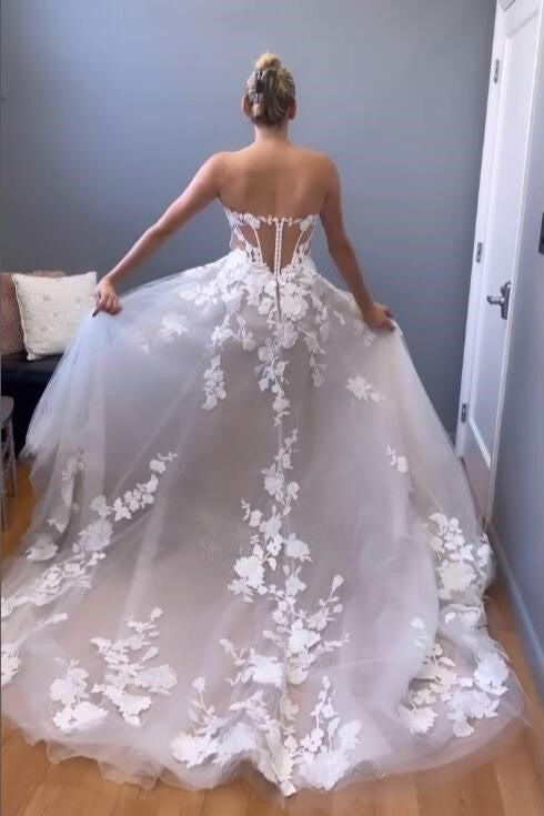 2025-floral-appliques-wedding-gown-with-semi-sheer-strapless-bodice