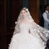 3D Butterfly Long Bridal Veil with Pearls Details