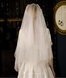 Two Tiers Finger Veils with Beaded Lace Hairband