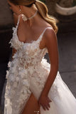 White floral dress worn by a model with a blurred background