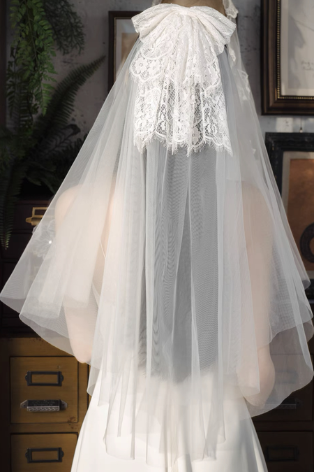 Sheer Lace Long Sleeves Wedding Dresses with Buttons Back