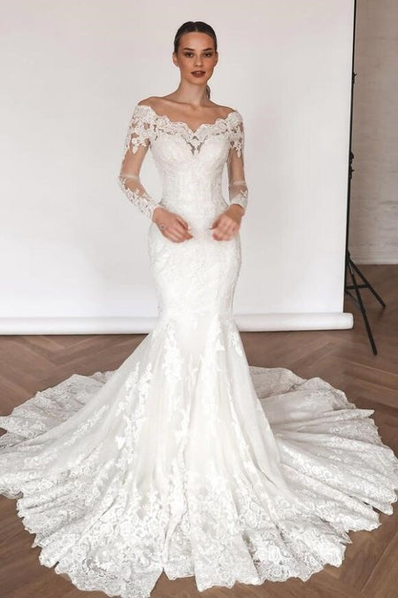 Square Neck Simple Mermaid Wedding Gown 2020