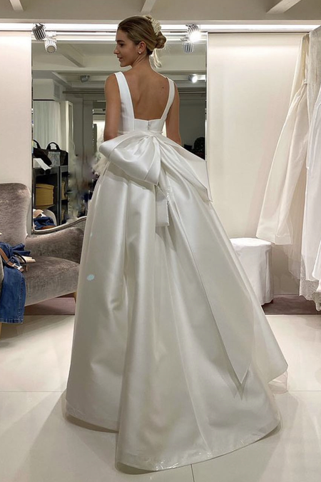 A-line Satin Bride Dress with Pleated Sweetheart Bodice