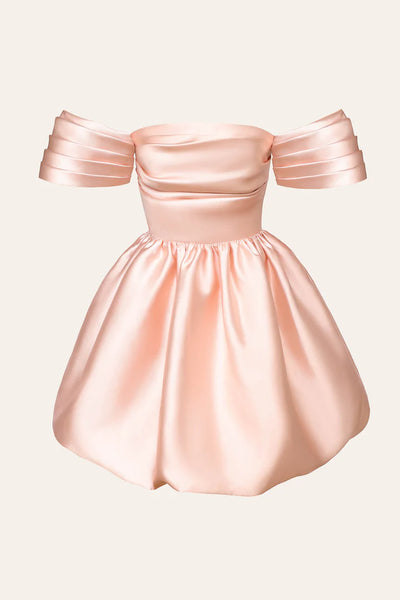 Pink Satin Homecoming Dress With Dropped Sleeves Loveangeldress Pink Satin Homecoming Dress With Dropped Sleeves Loveangeldress