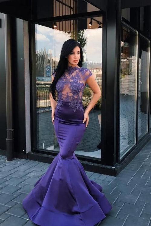 purple-mermaid-prom-dresses-with-sheer-lace-bodice