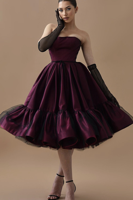 Champagne Homecoming Dresses with Tiered Skirt