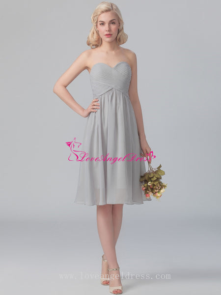Sweetheart A-line Chiffon Short Gray Bridesmaid Dresses