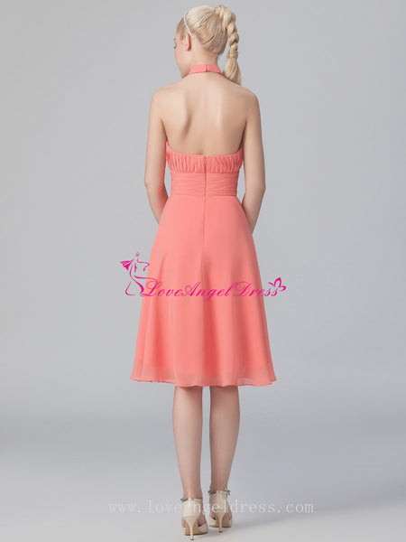 chiffon-coral-bridesmaid-dresses-knee-length