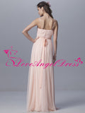 Floor Length Tulle Pink Bridesmaid Dresses with Spaghetti Straps