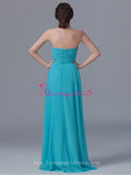 Hunter Long Chiffon Backless Bridesmaid Dress with Pleated Bodice