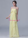 Floor Length Strapless Chiffon Yellow Bridesmaid Dresses