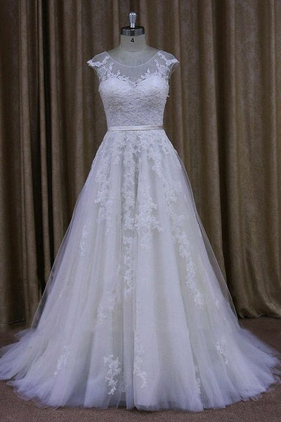 classic-a-line-appliques-tulle-wedding-dress-cap-sleeves