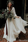 2-piece-boho-wedding-dress-with-lace-sleeves-chiffon-skirt-1