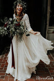 2-piece-boho-wedding-dress-with-lace-sleeves-chiffon-skirt-1