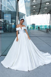2019-white-satin-wedding-dress-with-off-the-shoulder