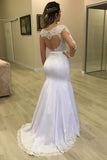 2020-fit-flare-satin-wedding-gown-lace-illusion-long-sleeves-1