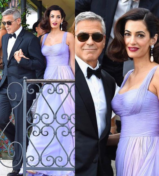 Amal Clooney Chiffon Lavender Celebrity Dresses Prom