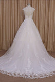 classic-a-line-appliques-tulle-wedding-dress-cap-sleeves-1