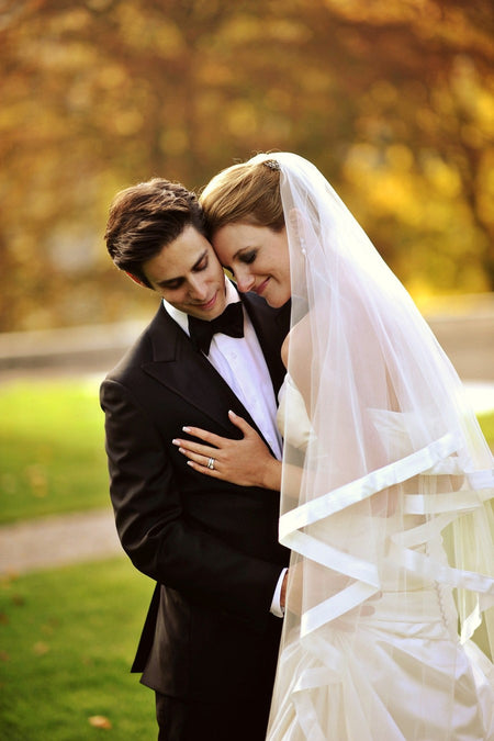 Two Tiers Ivory Tulle Bride Wedding Veil Cathedral