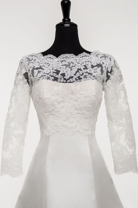 Short Sleeves Bridal Wedding Jackets Bolero with Beaded Lace