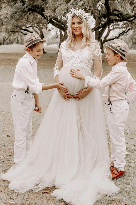 Three Quarter Sleeves Wedding Dresses with Lace Bodice