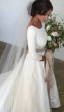 34-sleeves-satin-wedding-dresses-with-beaded-crystals-belt-2
