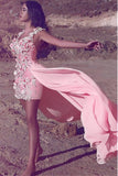 3d-flowers-lace-pink-short-prom-gown-with-chiffon-overskirt