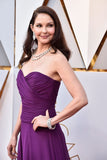 Ashley Judd Purple Chiffon Celebrity Dresses in Oscar 2018