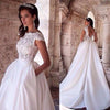 Lace&Satin Modest Wedding Dresses with Pocket