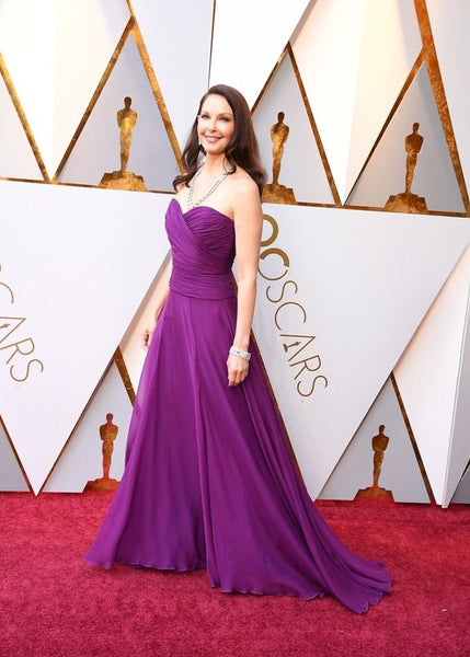 Ashley Judd Purple Chiffon Celebrity Dresses in Oscar 2018