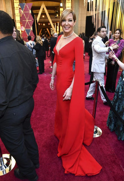 Allison Janney Oscar Red Carpet Dresses with Long Sleeves