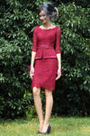 Vintage Burgundy Short Mother of the Bride Lace Dresses with Half Sleeves