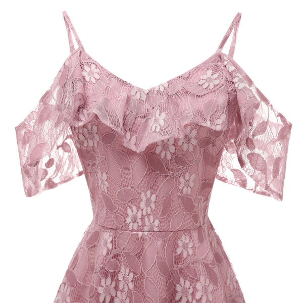 Lace Sleeve Lavender Party Dress 2019 Open Back