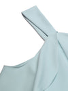 Sky-blue Hi-low Homecoming Dress with Flounced Off-the-shoulder