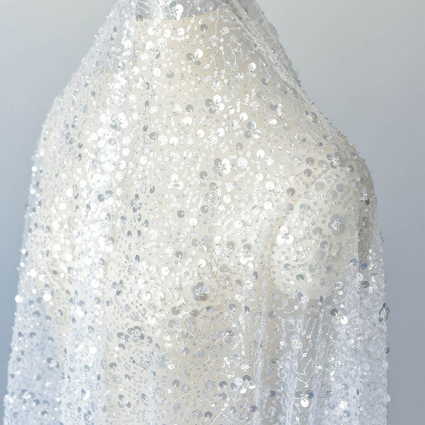 Embroidered Beaded Lace Fabric for Dresses