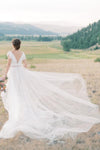 Plunging V-neck Lace Mermaid Wedding Dress with Detachable Train-1