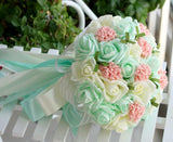 Artificial Roses Pink Wedding Bridal Bouquet Holding Flowers