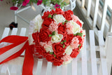 Artificial Roses Pink Wedding Bridal Bouquet Holding Flowers