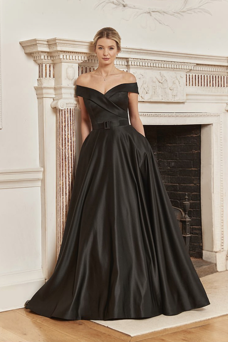 Strapless Open Back Black Prom Ball Gown Dresses with Tulle Skirt