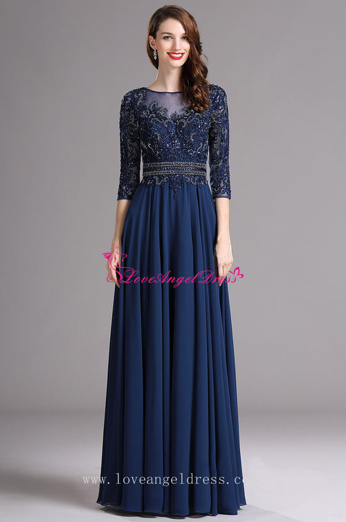 a-line-blue-chiffon-dazzling-beaded-mother-wedding-guest-dresses-with-sleeves