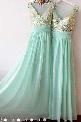 a-line-chiffon-long-bridesmaid-gown-mint-green-sequined-v-neck