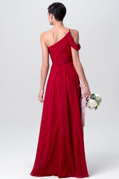 red-one-shoulder-bridesmaid-dresses-long
