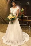 a-line-lace-classic-wedding-bride-dress-with-capped-sleeves