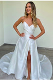 a-line-satin-bride-dress-with-pleated-sweetheart-bodice