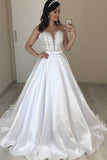 a-line-satin-bride-wedding-dresses-with-appliques-strapless-bodice