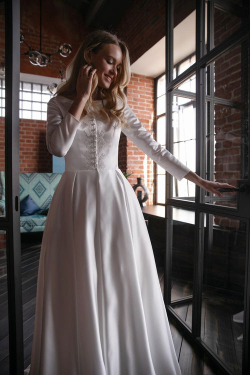 a-line-satin-modest-wedding-dress-with-long-sleeves