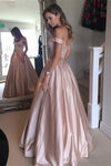 a-line-satin-pink-off-the-shoulder-prom-dress-with-pockets
