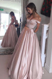 a-line-satin-pink-off-the-shoulder-prom-dress-with-pockets